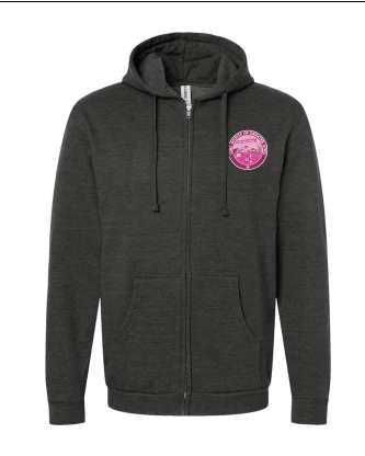 GSGI Raygun Zip-Up Hoodie, Gray w/ Pink Logo